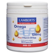 Vista principal del omega 3,6,9 1200 mg + Vitamina D3 120 cáps Lamberts en stock