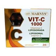 Vista frontal del vIT-C 1000 vItamina C liposomada 20 ampollas Marnys en stock