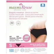 Braguita menstrual tela lavables algodón ecológico color negro talla S Masmi reuse