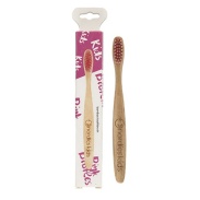 Vista delantera del cepillo dental niños bambú – rosa Nordics en stock