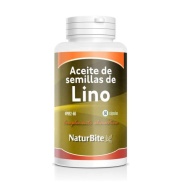 Vista frontal del aceite semillas lino 1000 mg 60 cáps Naturbite en stock