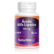 Vista delantera del ácido alfa lipoico 250 mg 60 cáps Naturbite en stock