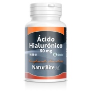 Vista delantera del acido hialuronico 50 mg 60 cáps Naturbite en stock
