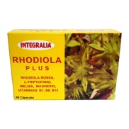 Vista delantera del rhodiola Plus 60 cápsulas Integralia en stock