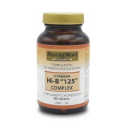 Vista delantera del vitamina hi-b 125 complex l. sostenida 60 tab Naturemost en stock
