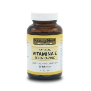 Vista frontal del vitamina e + selenio + zinc 90 tab Naturemost en stock