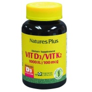 Vista delantera del vitamina d3/vitamina k2 90 cáps Natures Plus en stock