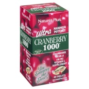Vista frontal del ultra cranberry (arándano rojo) 60 comp Natures Plus en stock