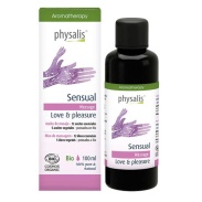 Vista delantera del aceite masaje sensual bio 100ml. Physalis en stock