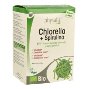 Vista delantera del chlorella+spirulina bio 200 comp Physalis en stock
