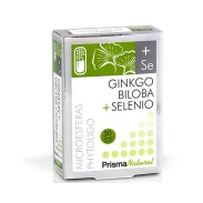 Vista frontal del ginkgo Biloba + Selenio 30 cápsulas Prisma Natural en stock