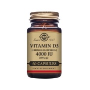 Vista principal del vitamina D3 4000 UI (100mcg) 60 cápsulas Solgar en stock