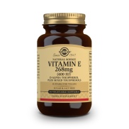 Vista frontal del vitamina E 400 UI (268mg) 50 perlas vegetales Solgar en stock