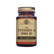Vista principal del vitamina A seca 5000 UI 100 comprimidos Solgar en stock