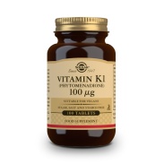 Vista delantera del vitamina K1 (Fitomenadiona) 100mcg 100 comprimidos Solgar en stock