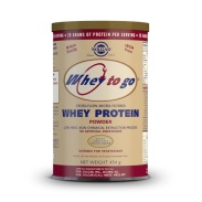 Vista principal del “Whey To Go” Proteína de suero en polvo (sabor chocolate) 454gr Solgar en stock