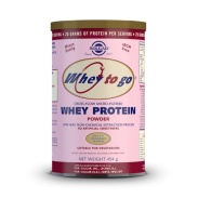“Whey To Go” Proteína de suero en polvo (sabor fresa) 454gr Solgar