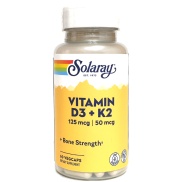 Vista delantera del vitamina D3 y K2 60 cápsulas Solaray
