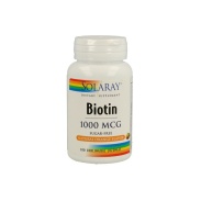 Vista frontal del biotin 1000 mcg 100 comp. sublinguales Solaray en stock