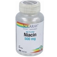 Vista delantera del niacin 500 mg (no rub.) 100 vegcáps Solaray en stock