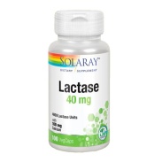 Vista delantera del lactase 40 mg 4000 FCC – 100 vegcáps Solaray en stock