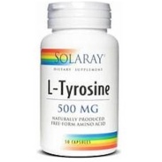 Vista frontal del l-tyrosina 500 mg – 50 vegcáps Solaray en stock