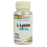 Vista principal del l-Lysine 500 mg – 60 vegcáps Solaray en stock