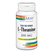 Vista frontal del l-theanine 200 mg – 30 compr. Masti- Solaray en stock