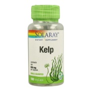Vista delantera del kelp 550 mg – 100 vegcáps Solaray en stock