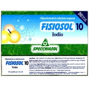 Vista frontal del fisiosol 10 (yodo) – 20 viales / 2ml Specchiasol en stock