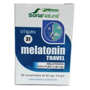 Vista principal del melatonin travel 90 comprimidos Soria Natural