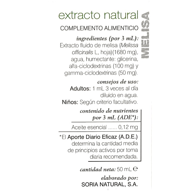 Foto detallada de melisa extracto siglo XXI 50 ml Soria Natural