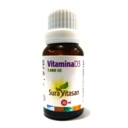 Vista frontal del vitamina D3 1000UI gotas 15 ml Sura Vitasan en stock
