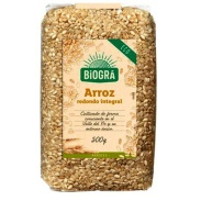 Vista frontal del arroz integral redondo 500 g Biogra en stock
