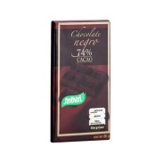 Vista delantera del chocolate negro 74% cacao sin azúcares 80gr Santiveri