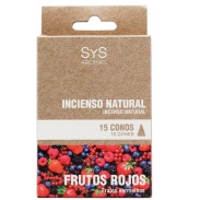 Vista delantera del incienso natural Sys 15 conos frutos rojos en stock