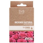 Vista principal del incienso natural Sys 15 conos rosas en stock