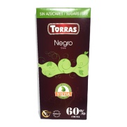 Vista frontal del chocolate Negro (Estevia) 60% cacao Torras en stock