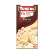 Chocolate blanco sin azúcar, 75 g Torras