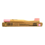 Vista frontal del cepillo de dientes Infantil Suave (color Rosa) Vamboo en stock