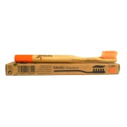 Vista frontal del cepillo de dientes Infantil Medio (color Naranja) Vamboo en stock