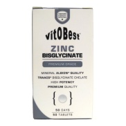 Vista delantera del zinc bisglycinato 50 tabletas VitOBest en stock
