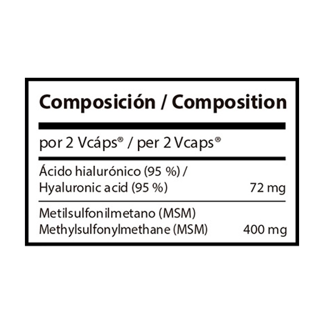 Foto detallada de ácido Hialurónico con MSM 60 cápsulas VitOBest