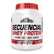 Vista delantera del secuencial Whey Protein (chocolate) 2lb VitOBest en stock