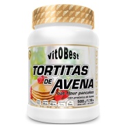 Vista frontal del tortitas de avena (frutos rojos chocolate blanco) 500gr VitOBest en stock