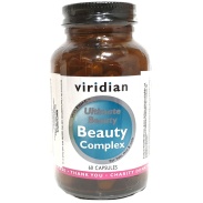 Vista delantera del beauty complex pelo, piel y uñas vegano  60 cápsulas Viridian en stock