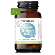 Vista principal del jengibre raiz bio 400 mg vegano 30 cáps Viridian en stock