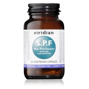 Vista frontal del spf skin pro-factors  vegano 30 cáps Viridian en stock
