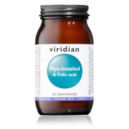 Vista delantera del myo-inositol & ácido fólico 120g Viridian en stock